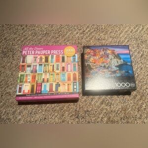 Colorful Door Puzzle and Scenic Puzzle Set